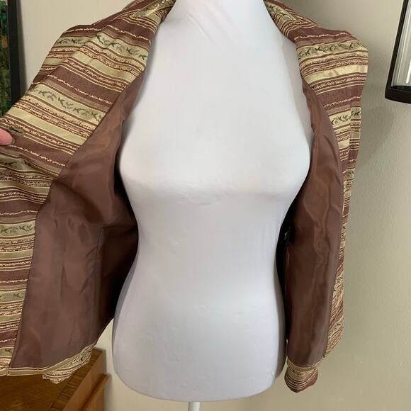 Vintage Kasper 6P Brocade Jaquard Blazer Jacket Career Fall Colors Thanksgiving - Picture 5 of 11